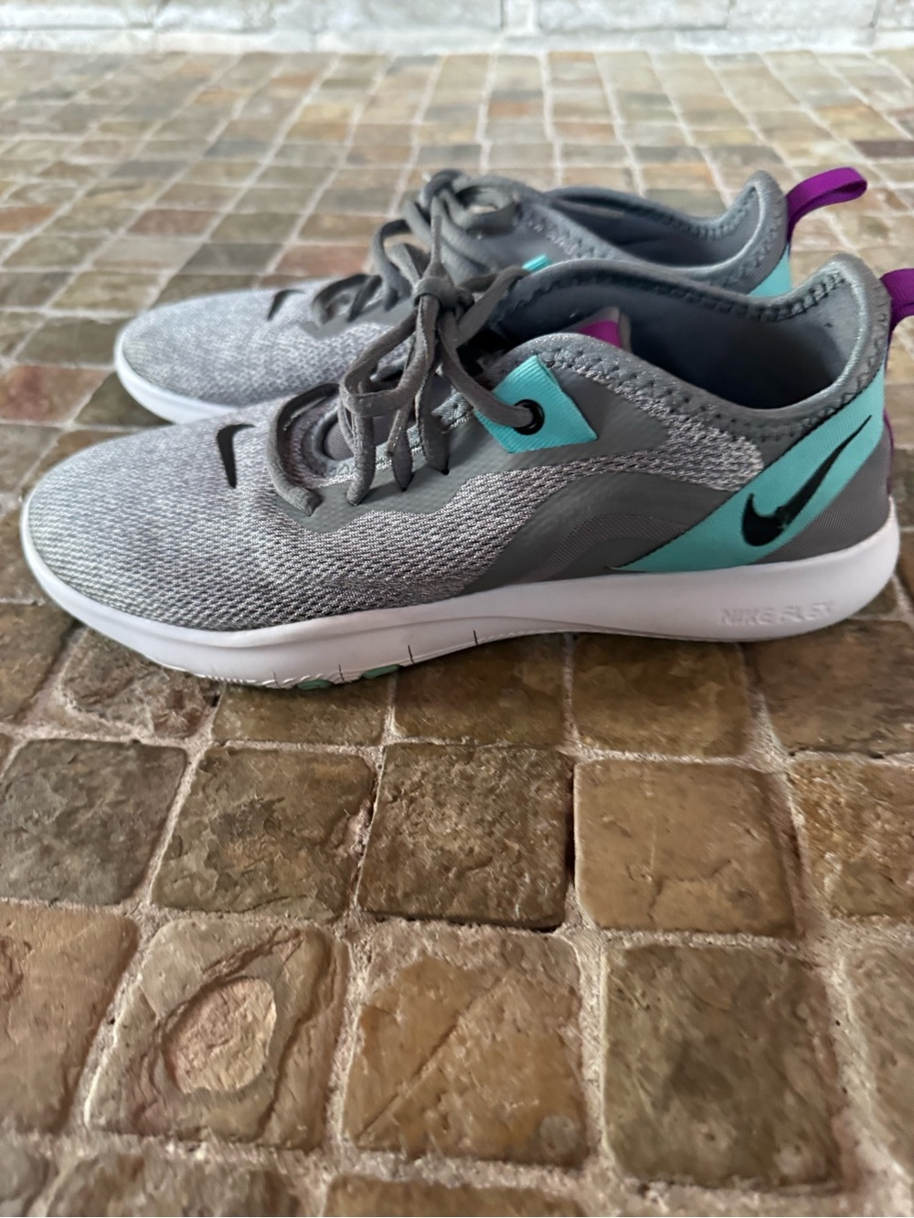 Nike Gray Knit Sneakers with Teal & Purple Accents - Picture 6 of 8
